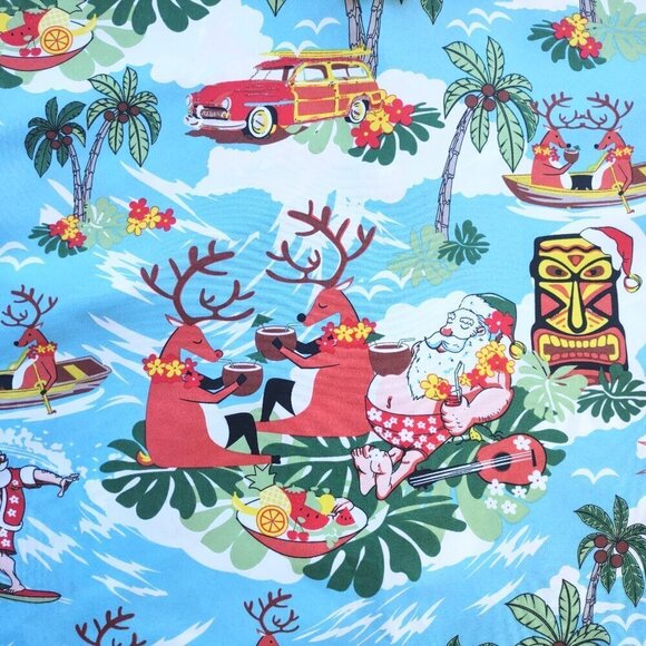 NWT 'Surf Santa Tiki Bar Tropical Shirt - SSLR  Short Sleeve Hawaiian  Women XXL - Picture 8 of 8